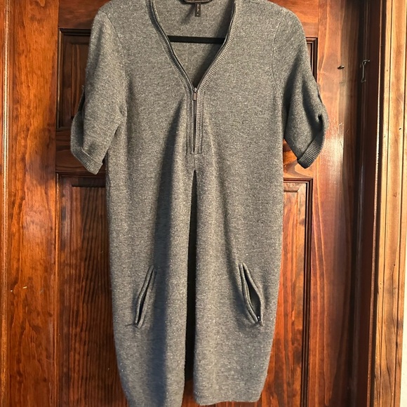 Wool Gray Zip-Up Sweater Dress - Picture 1 of 7
